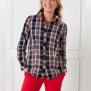 Talbots Non-Iron Perfect Shirt Celebrate Plaid Size 8